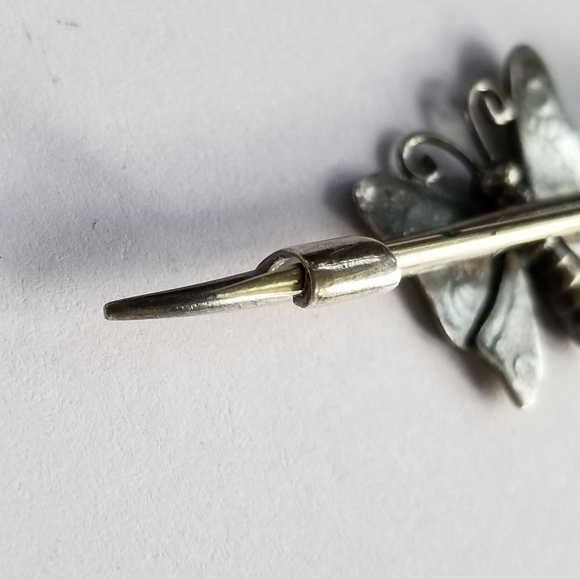Relisted -antique Butterfly bar pin brooch Sterling Silver victorian edwardian - Picture 10 of 13